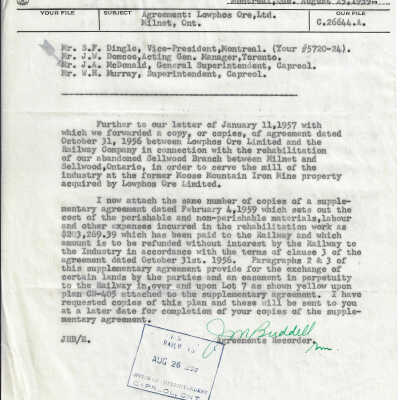 Canadian National: Interdepartmental Correspondence sent from Montreal to Toronto and Capreol