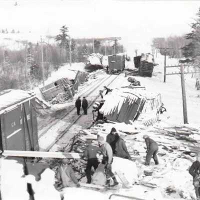 Photograph, CNR Derailment, Unknown Location.