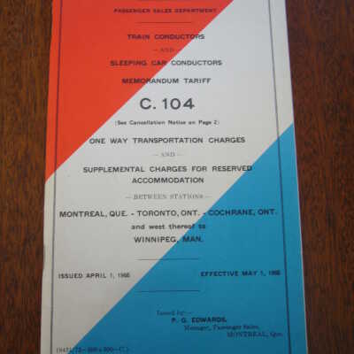 Canadian National Railways Train Conductors and Sleeping Car Conductors Memorandum Tariff C.104