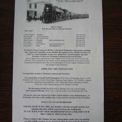 CN Pensioners Association April/May 2003 Newsletter