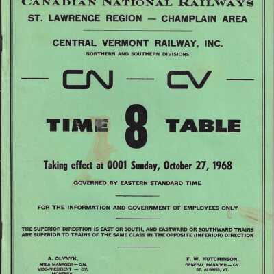 CN St. Lawrence Region Champlain Area Timetable 8