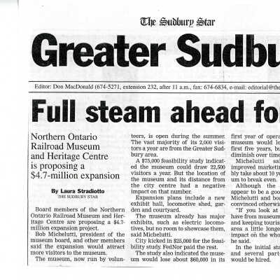"Full Steam ahead for expansion" in The Sudbury Star