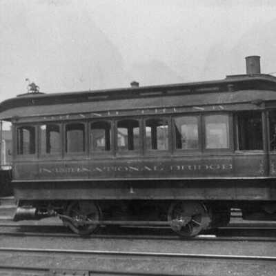 Photograph, International Bridge car, Grand Trunk Railway.