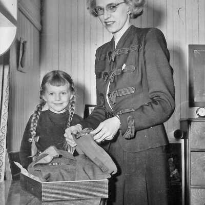 Photograph, 1945, Helen & Elizabeth McKay T&NO School Car.