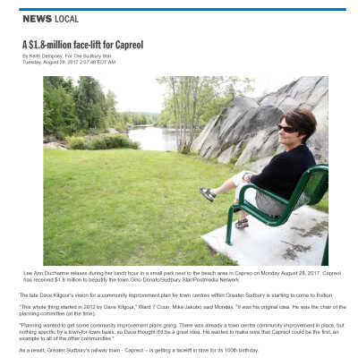 "A $1.8-million face-lift for Capreol" by Keith Dempsey on Sudburystar.ca, Tuesday, August 29, 2017
