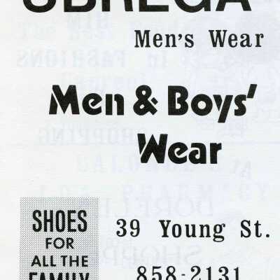 Photograph, Sbrega Men's Wear, Capreol, Ontario.