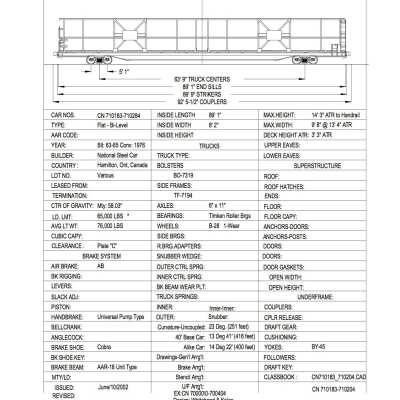 Document, Rolling Stock Plan, Canadian National Railway, CN710183-710284.