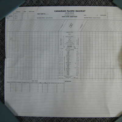 Canadian Pacific Railway Company Time Table form