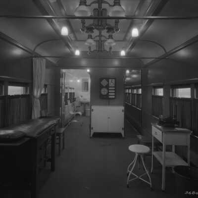 Photograph, Canadian National Railways (CNR) Medical Clinic Car - examination room (operating room off left).