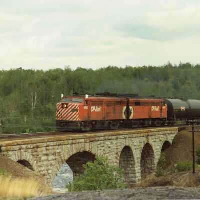Photograph, CP Rail Engine 4095 on Bridge.