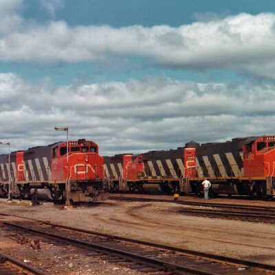 Photograph, Multiple Canadian National Engines, 9402, 5592, 5506