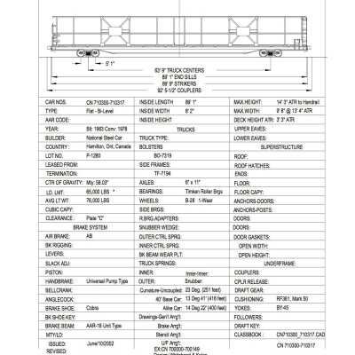 Document, Rolling Stock Plan, Canadian National Railway, CN710300-710317.
