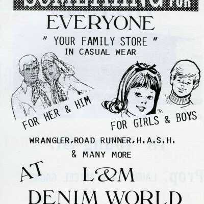 Photograph, L&M Denim World, Capreol, Ontario.