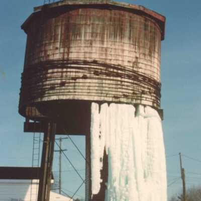 Photograph, CNR Washago Water Tower, Washago, Ontario, March 1978.