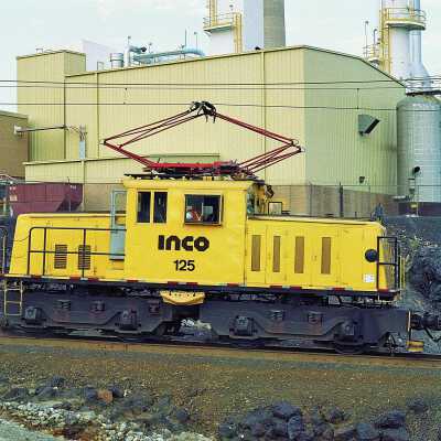 INCO Electric Locomotive #125 Pulling Ore Cars