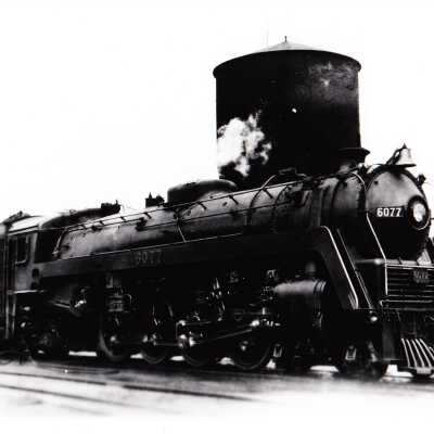 Photograph, CNR Steam Engine 6077