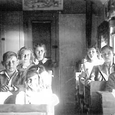 Photograph - Students in the McKay CN school car