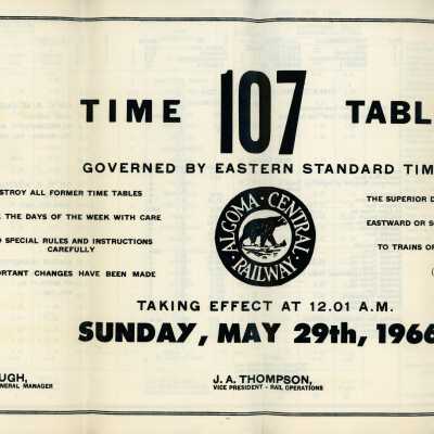 Employee Timetable, ACR 107, May 29th 1966.