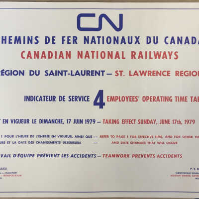 CN, Canadian National Railways, St. Lawrence Region, 4, Employees' Operating Time Table, 1979