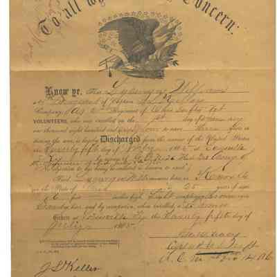 Discharge papers for Lycurgus Williams