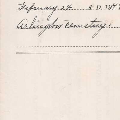 Arlington Cemetery Deed