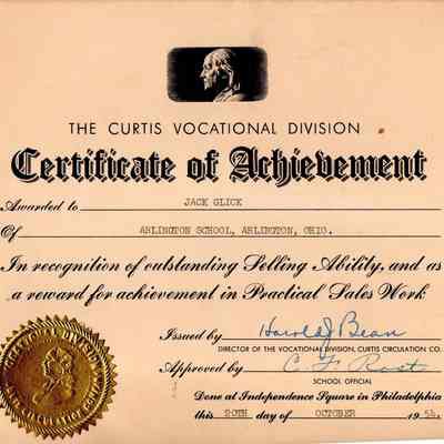 Certificate Of Achievement, Jack Glick
