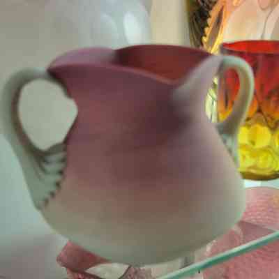 White and Pink Frosted Sugar Bowl