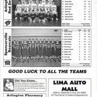 Arlington vs. Spencerville Rosters