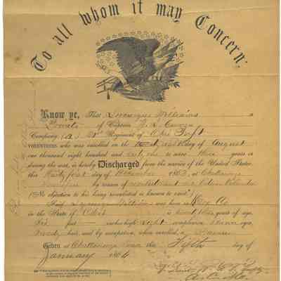 Discharge papers for Lycurgus Williams