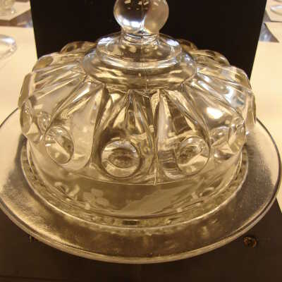 Covered Butter Dish Bullseye & Diamond Point Pattern