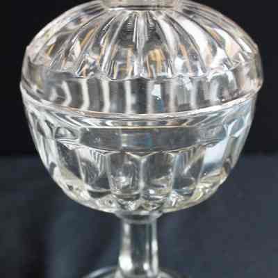 Convex Ribbed Compote w/Lid