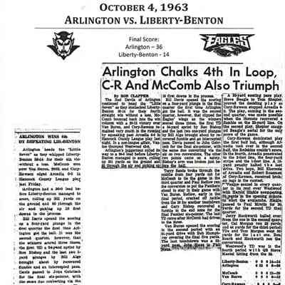 Arlington Football vs. Liberty-Benton, 1963
