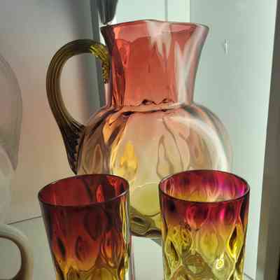 Amberina Inverted Thumbprint Pitcher
