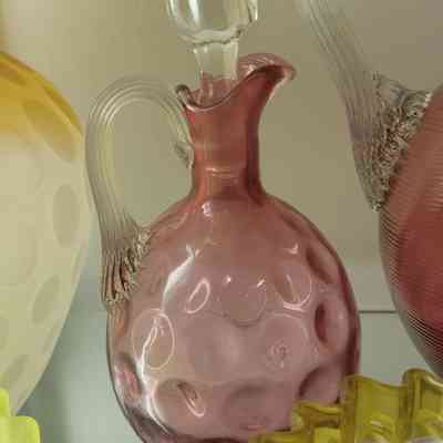 Cranberry Inverted Thumbprint Cruet
