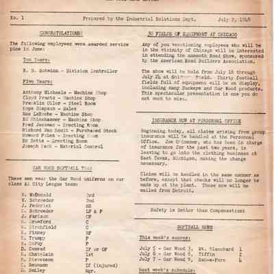 Gar Wood News Letter