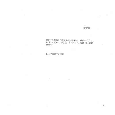 Bible Records - Mrs. Bernice C. Hill