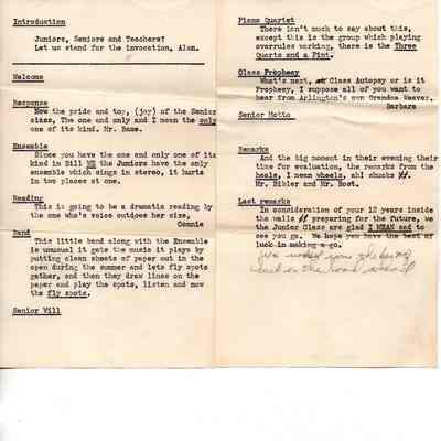 Arlington Commencement Notes, 1961
