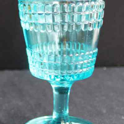 Double Beetle Band Blue Glass Goblet