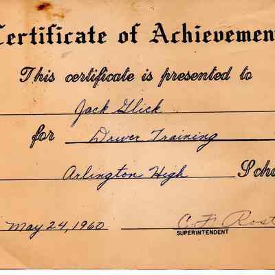 Certificate Of Achievement, Jack Glick