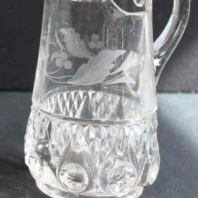 Cream Pitcher Bullseye & Diamond Point Pattern