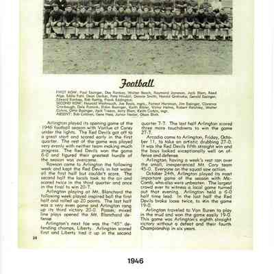 Arlington Football Article, 1946