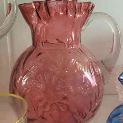Daisy and Fern Cranberry Pitcher
