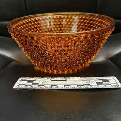 Hobnail Double Eye patterned amber bowl