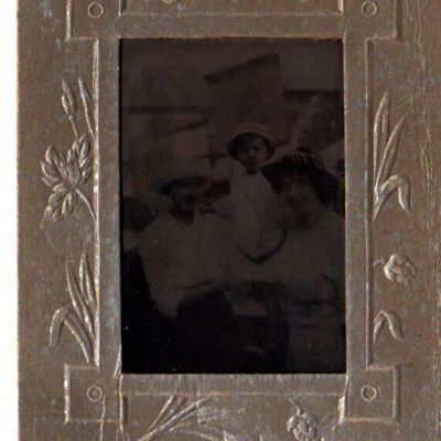 Tintype Photo of people at the Newton Falls Street Fair in 1914