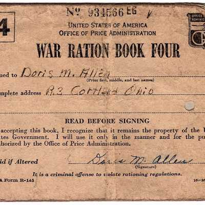 Doris Allen War Ration Book Four