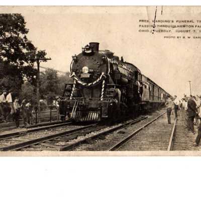 Postcard of President Harding's Funeral Train Passing Through Newton Falls