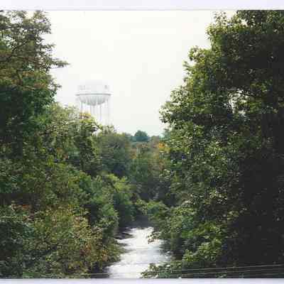 Newton Falls Water Tower as seen from the west branch of the Mahoning River