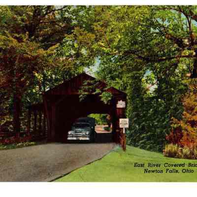 Postcard of East River, Covered Bridge
