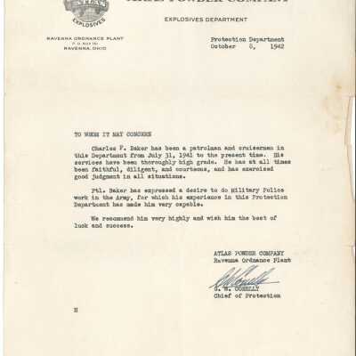 Atlas Power Company Letter