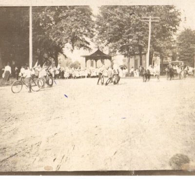 Postcard of a parade through Newton Falls